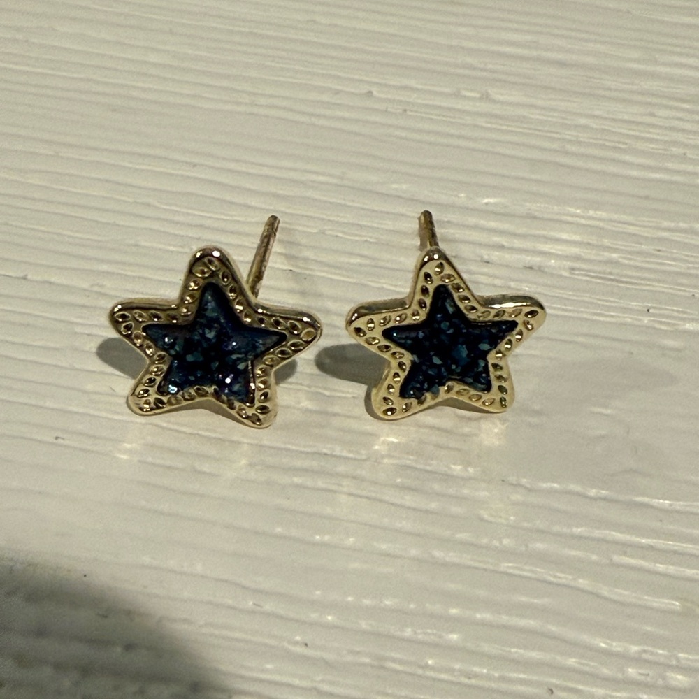 Kendra Scott Star Shaped Gold and Blue Earrings